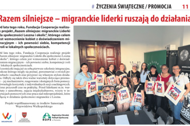 Migranckie liderki w działaniu – o projekcie „Razem silniejsze” w grudniowym „Leszczyniaku”