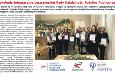 Wspólny start nowej Rady – o szkoleniu integracyjnym w „Leszczyniaku”